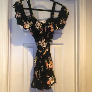 Xhilaration Floral Black Romper XS